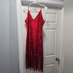 Red Sequin Sleeveless Dress NWOT